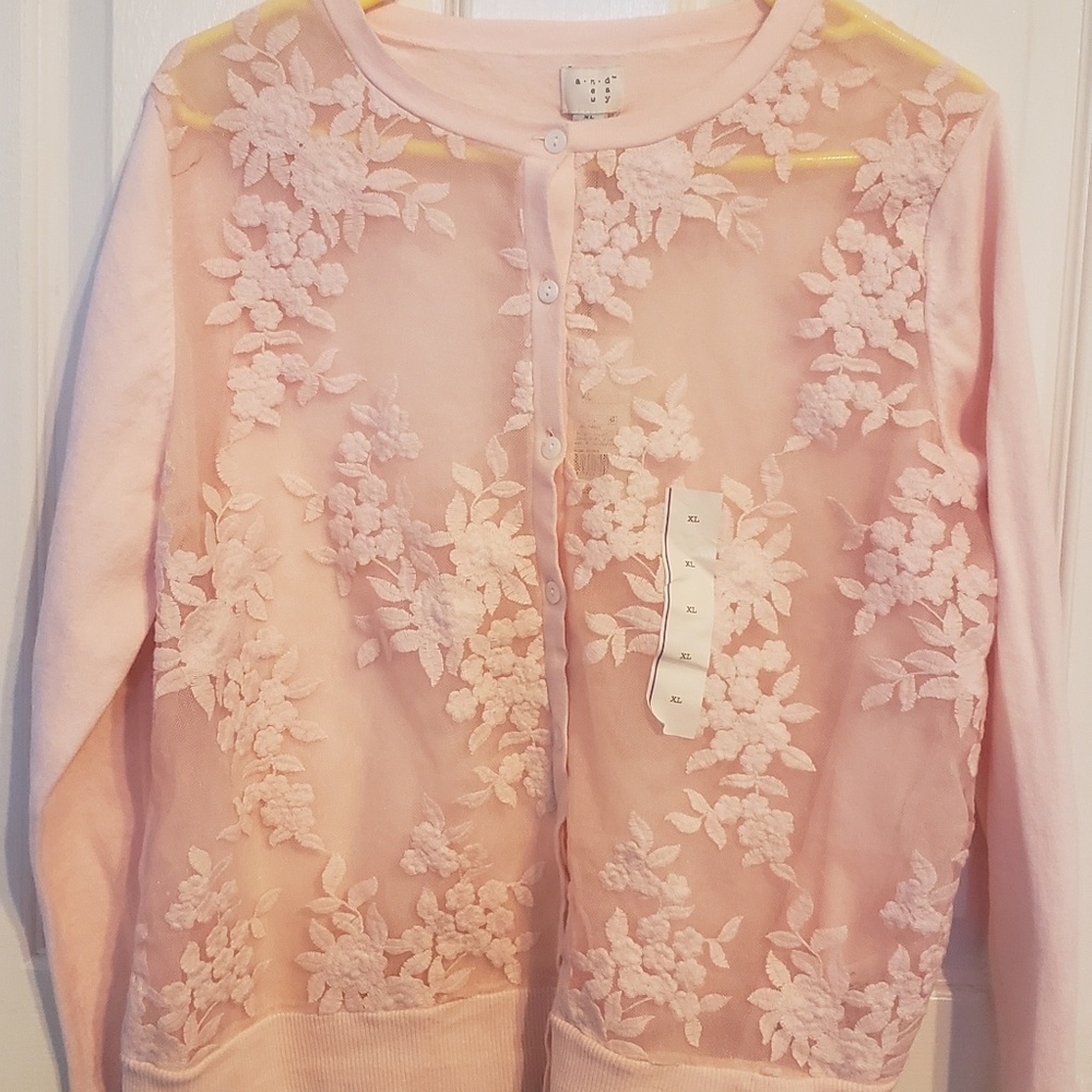 A New Day pink flower cardigan size XL
